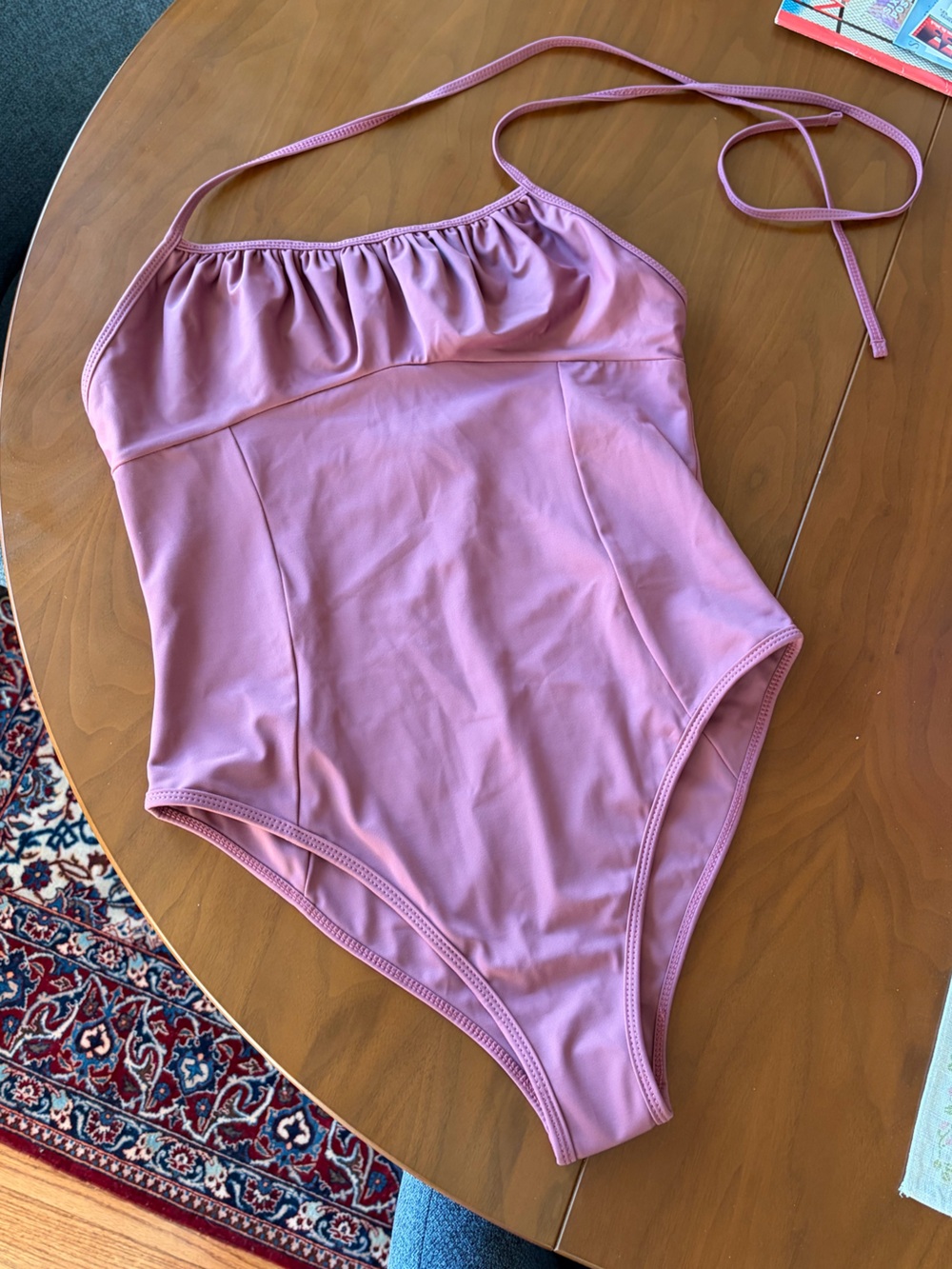 Mauve Pink One-Shoulder Ruched Swim One-Piece